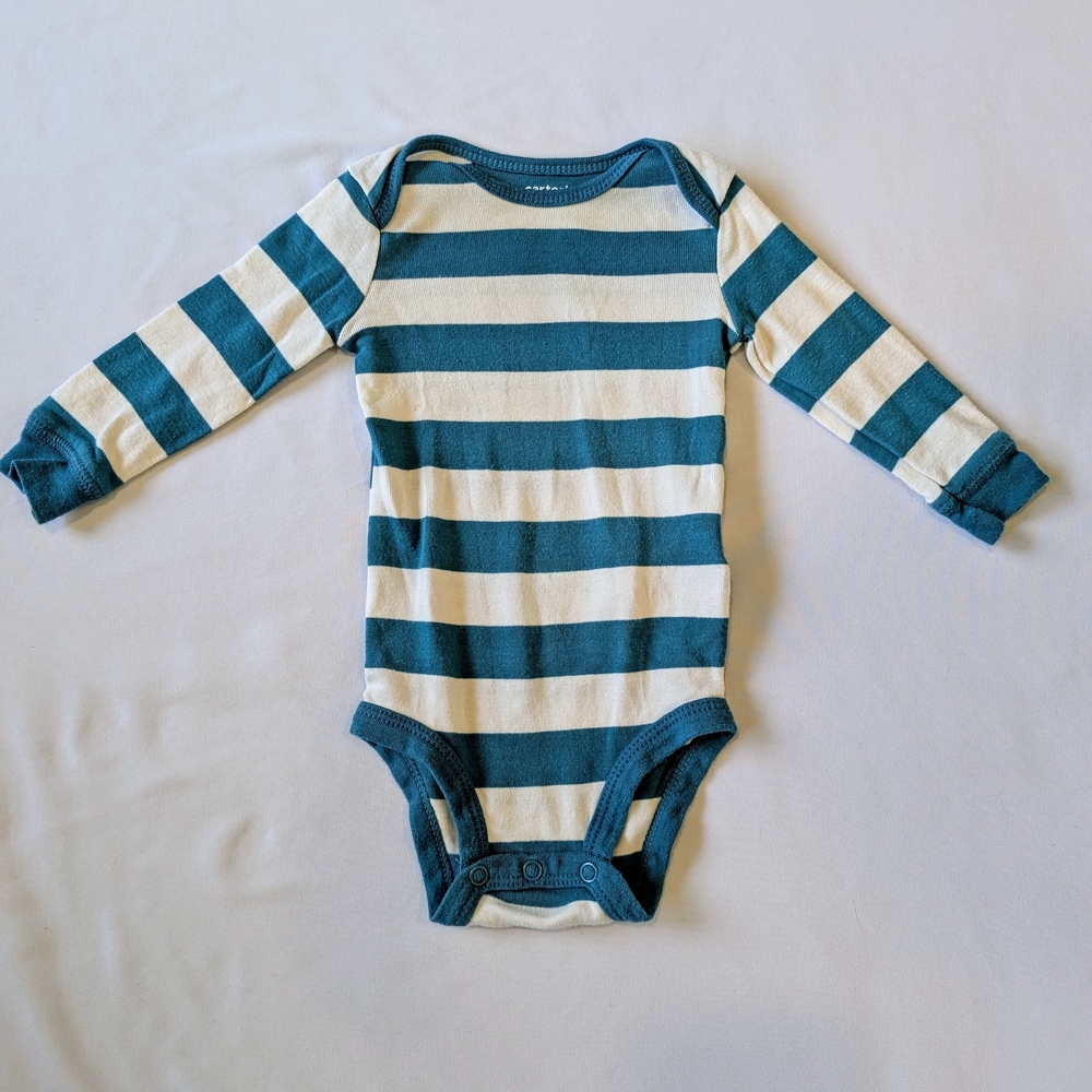 Carter's Blue and White Striped Bodysuit